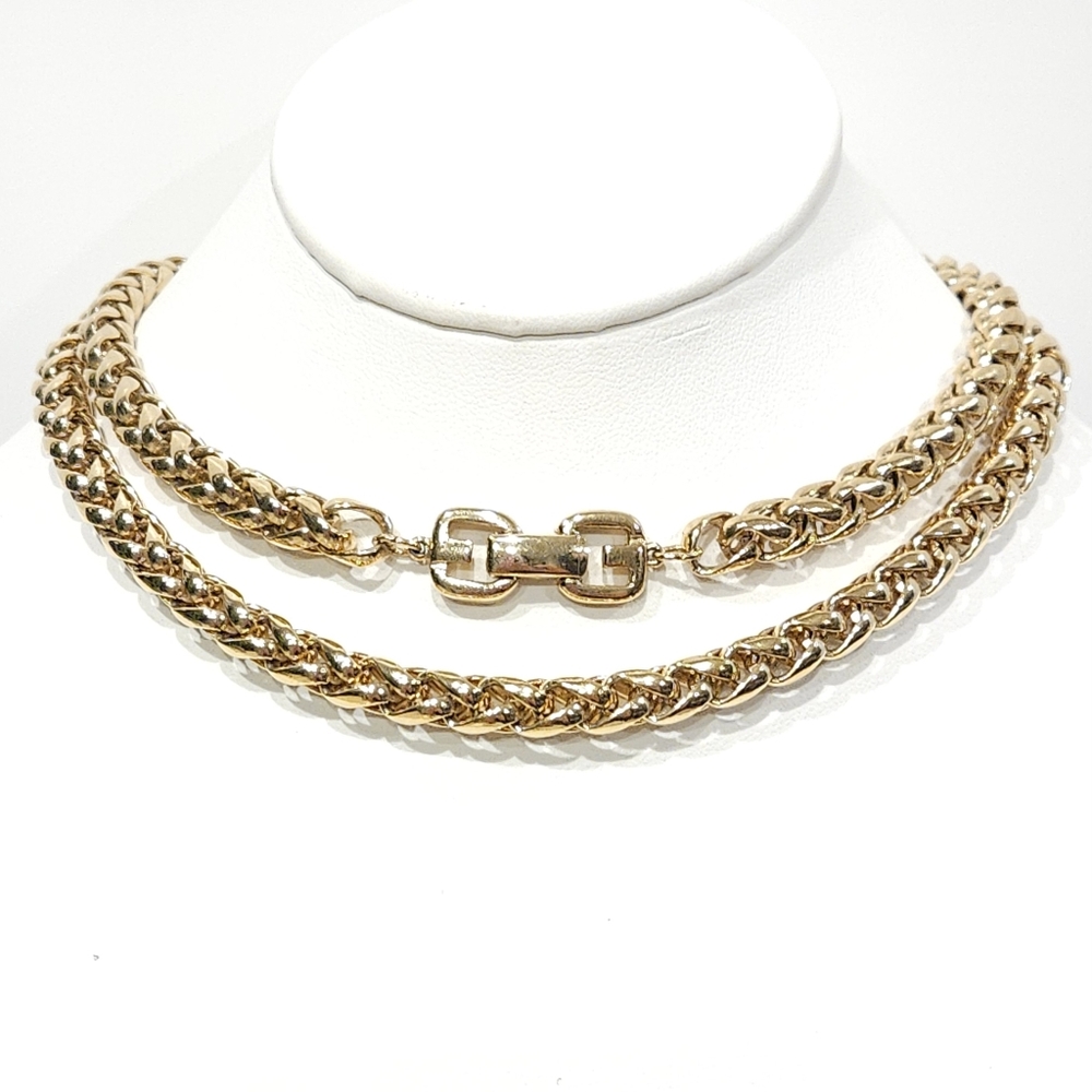 Vintage Givenchy Necklace Gold Tone Wheat Chain Necklace 30.5" Long
